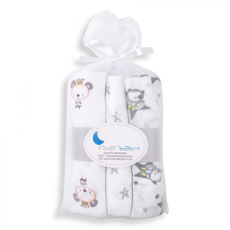Pack 3 Gasas 80x80 gris INTERBABY